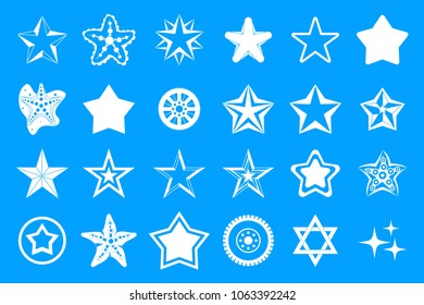 Stars icon set. Simple set of stars vector icons for web design isolated on blue background