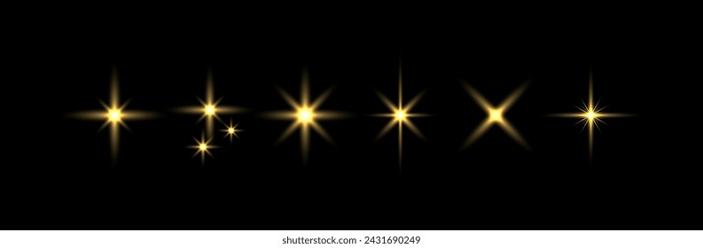 Conjunto de iconos de estrellas. Iconos de estrellas espaciales. Estilo plano. Iconos vectoriales