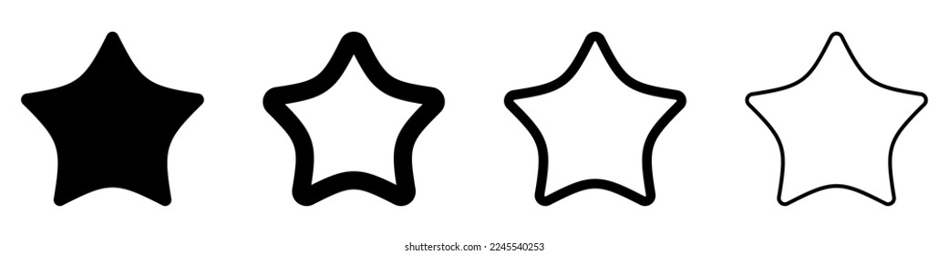 Stars icon. Set of star icons in flat style. Black star icons. Vector illustration.