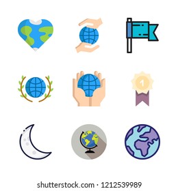 stars icon set. vector set about planet earth, earth globe, flag and award icons set.