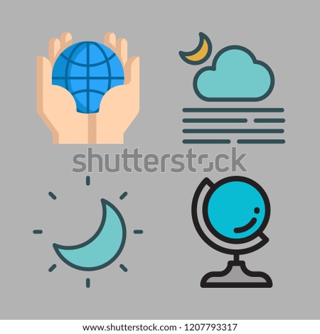 stars icon set. vector set about earth globe, planet earth and moon icons set.