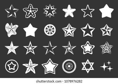 Stars icon set vector white isolated on grey background 