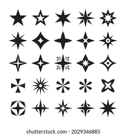 Juego de vectores de signos de icono de estrellas. Ilustración de diseño conceptual. 