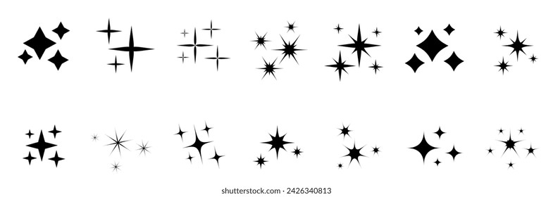 Stars icon. Sparkle star icons. Shine icons. Vector illustration.