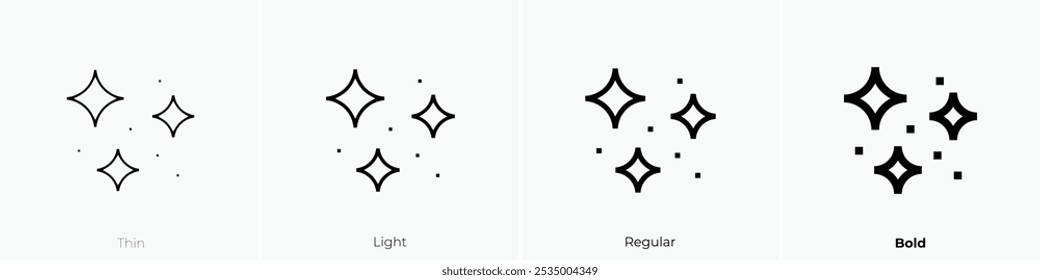 Icono de estrellas. Diseño de estilo delgado, ligero, regular y audaz aislado sobre fondo blanco