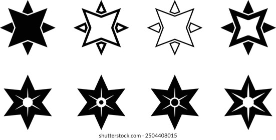 Stars icon vector set. Star vector icons. Black set of Stars, isolated on white background. Star vector collection. Star vector flat icons for web