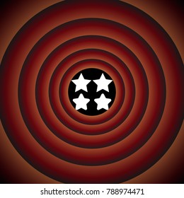 Stars icon. Vector. White icon on black circle in gradient rings.