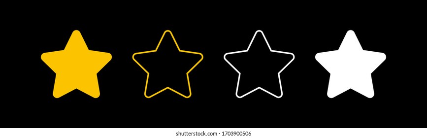 Stars icons. Stars in linear flat design. Star vector icon black and yellow color, isolated. Vector illustration.
