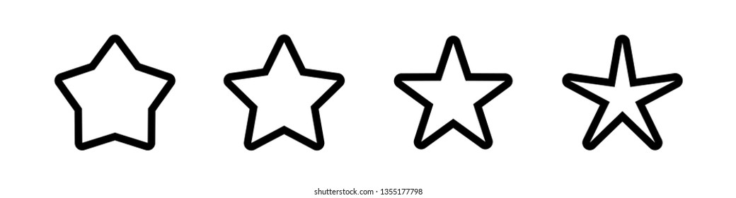 Stars icons, linear vector star shape set