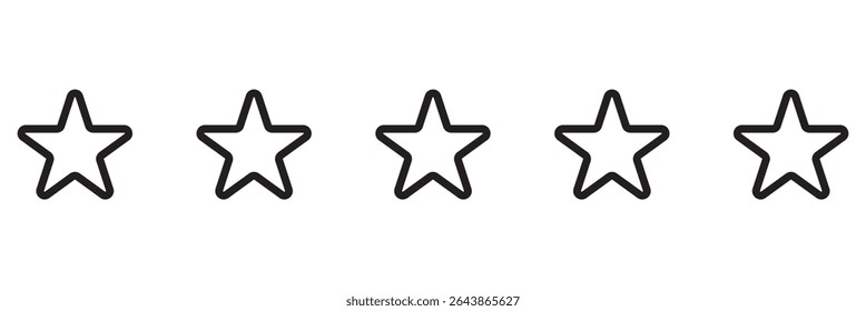 Iconos de estrellas, conjunto de forma de estrella de Vector lineal. Icono de Vector de estrella de línea de diseño. Icono de stock editable.