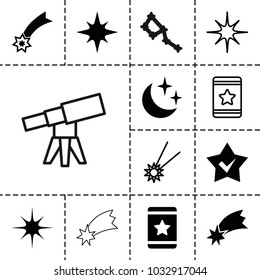 Stars icons. set of 13 editable filled and outline stars icons such as star, falling star, moon and stars, telescope