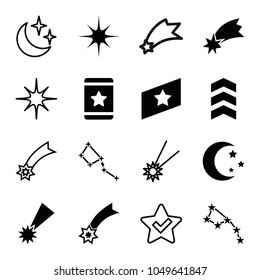 Stars icons. set of 16 editable filled and outline stars icons such as star, falling star, constellation, rank