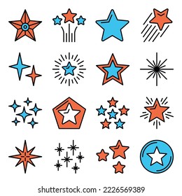 Stars Icons Set on White Background. Vector