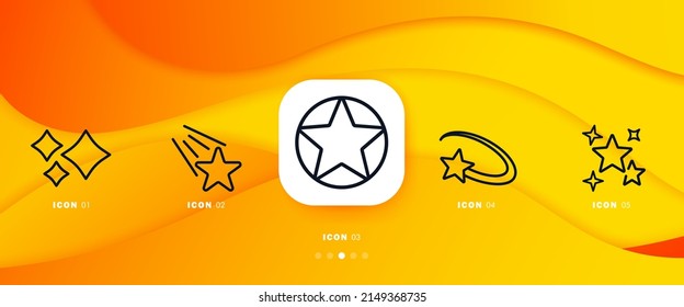 Stars icons set. Shooting star. Starry sky. Pictogram. Vector eps 10