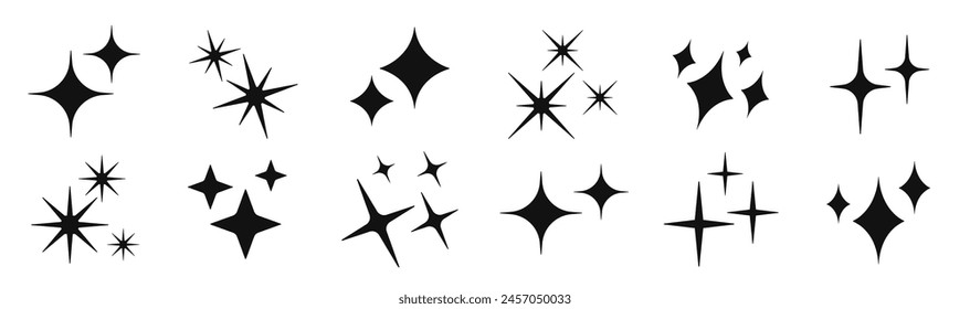 Stars icons set. Sparkle, Shine, Stars sparkles collection.