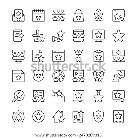 Stars icons set. Vector line icons. Black outline stroke symbols