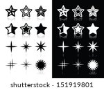 Stars icons with shadow on black and white background