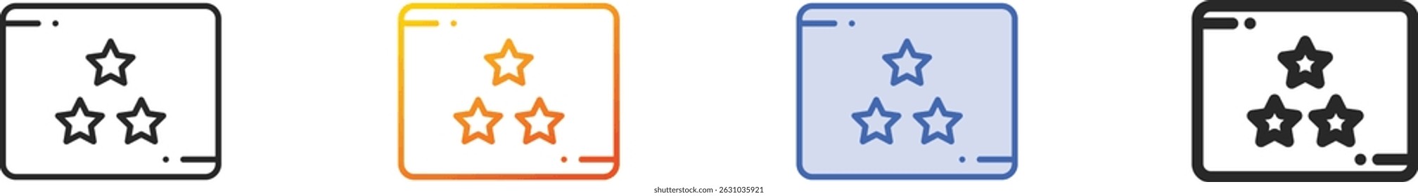 icono de estrellas. Diseño lineal delgado, degradado, trazo azul y estilo audaz aislado sobre fondo blanco