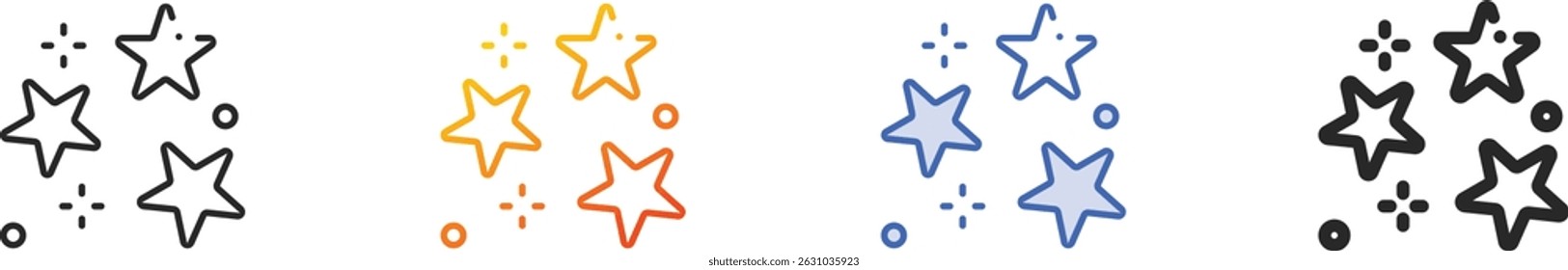 stars icon.Thin Linear, Gradient, Blue Stroke and bold Style Design Isolated On White Background