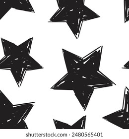 Stars ink pattern seamless Hand Drawn Vector