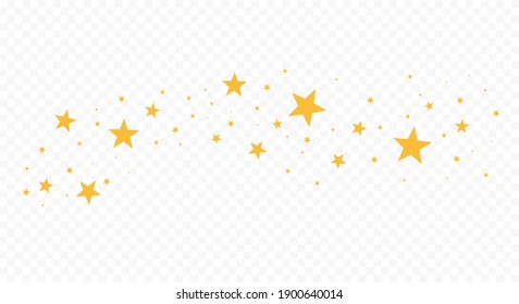 Stars isolated on transparent background. Falling stars. Sparkles, shining burst. Vector illustration