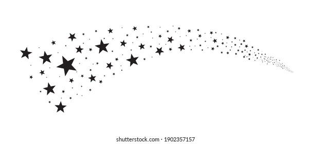 Stars isolated on white background. Falling stars. Sparkles, shining burst. Vector illustration