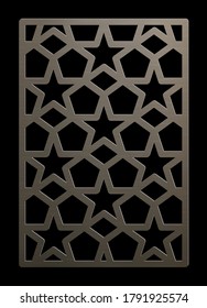 Stars. Laser Cutting Design Template. Decorative Grille. Oriental geometric pattern.