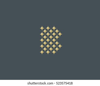 Stars letter B vector logotype. Luxury abc icon sign. Shiny elegance font symbol. Celebrity glamorous type logo.