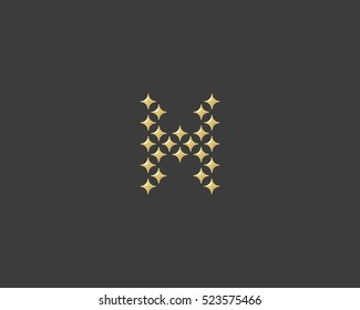 Stars letter H vector logotype. Luxury abc icon sign. Shiny elegance font symbol. Celebrity glamorous type logo.