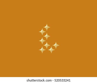 Stars letter L vector logotype. Luxury abc icon sign. Shiny elegance font symbol. Celebrity glamorous type logo.