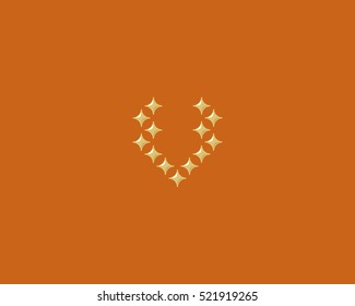 Stars letter V vector logotype. Luxury abc icon sign. Shiny elegance font symbol. Celebrity glamorous type logo.