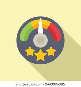 Stars level survey icon flat vector. Star button rank. Range report sad emotive