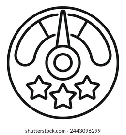 Stars level survey icon outline vector. Star button rank. Range report sad emotive