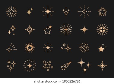 Stars line art icon. Gold vector star for logo, social media stories