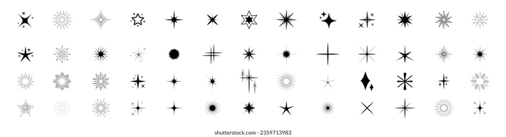 Stars line art icon. Sparkle star icons. Vector illustration