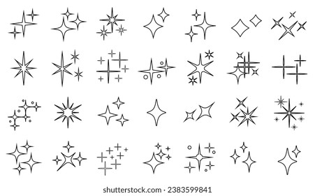 Stars line art icon. Sparkle star icons. Shine icons