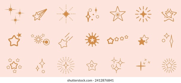 Stars line art icon. Vector four-pointed star for logo, social media stories