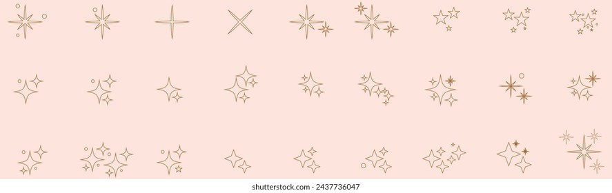 Stars line art icon. Vector four-pointed star for logo, social media stories. vector illustration.