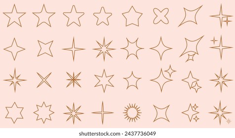 Icono de la línea de estrellas. Vector estrella de cuatro puntas para el logotipo, historias de redes sociales. ilustración vectorial.