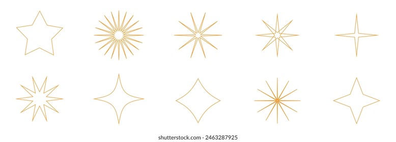 Stars line art icon. Vector four-pointed star for logo, social media stories