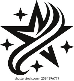 Stars line art icon. Vector four pointed star logo, star symbol vector star icon, star shape illustration design,