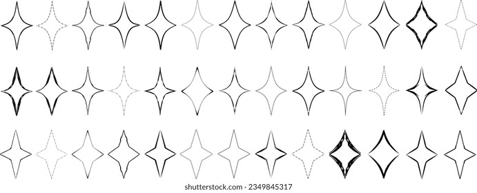 Stars line collection. Star line vector icons. Black line stars collection. Star icon. Stars in modern simple flat style