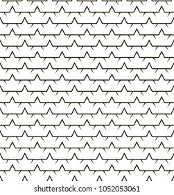 Stars line fence seamless pattern. Rows of stylized linear top parts of stars geometric background.