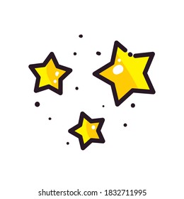 Stars line and fill style icon design, Night bedtime sky space nature science celestial galaxy and astrology theme Vector illustration