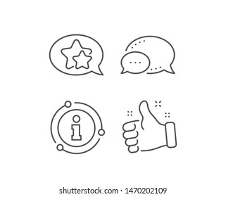 Stars line icon. Chat bubble, info sign elements. Favorite sign. Positive feedback symbol. Linear star outline icon. Information bubble. Vector