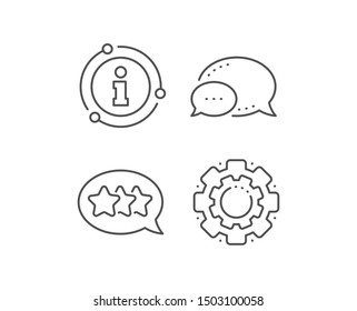 Stars line icon. Chat bubble, info sign elements. Feedback rating sign. Customer satisfaction symbol. Linear stars outline icon. Information bubble. Vector