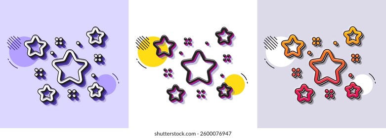 Stars line icon. Halftone dotted pattern. Gradient icon with grain shadow. Best ranking sign. Firework symbol. Line stars icon. Various designs. Vector