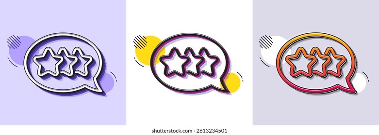Stars line icon. Halftone dotted pattern. Gradient icon with grain shadow. Feedback rating sign. Customer satisfaction symbol. Line stars icon. Various designs. Vector