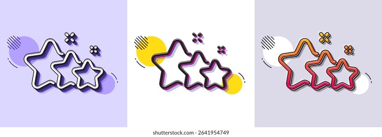 Stars line icon. Halftone dotted pattern. Gradient icon with grain shadow. Best ranking sign. Rating symbol. Line stars icon. Various designs. Vector