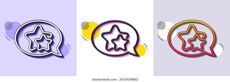 Stars line icon. Halftone dotted pattern. Gradient icon with grain shadow. Favorite sign. Positive feedback symbol. Line star icon. Various designs. Vector